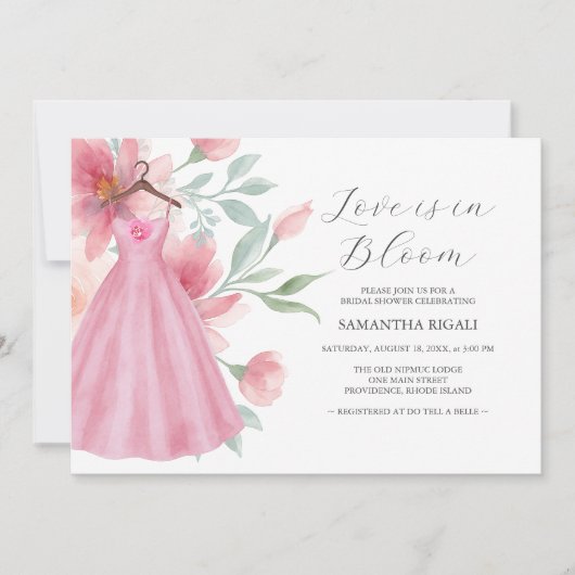 Invitations de douche nuptiale rose & Sage Bleu en (Devant)