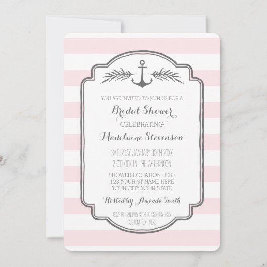 Invitations de douche nuptiale rose vintage (Dos)