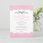Invitations de douche nuptiale rose Zigzag (Debout devant)