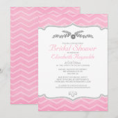 Invitations de douche nuptiale rose Zigzag (Devant / Derrière)