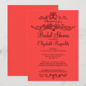 Invitations de douche nuptiale rouge et noire de l (Devant / Derrière)
