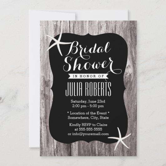 Invitations de douche nuptiale Rustic Beach Driftw (Devant)
