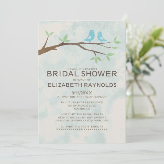 Invitations de douche nuptiale Rustique Blue Bird (Debout devant)