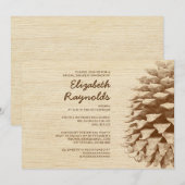 Invitations de douche nuptiale Rustique Pine Cône (Devant / Derrière)