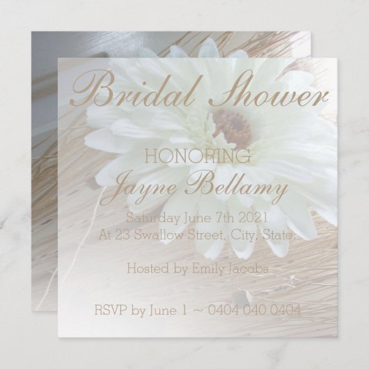 Invitations de douche nuptiale Rustique White Dais (Devant / Derrière)