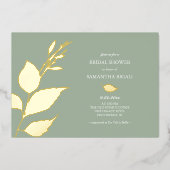 Invitations de douche nuptiale Sage Green Gold (Recto)