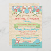Invitations de douche nuptiale Seashell Beach (Devant / Derrière)