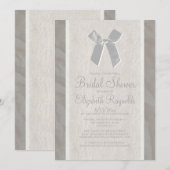 Invitations de douche nuptiale Silver Vintage Bow (Devant / Derrière)