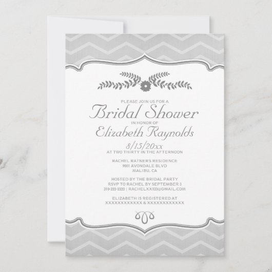 Invitations de douche nuptiale Silver Zigzag (Devant)