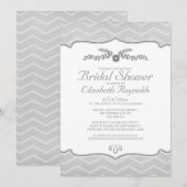 Invitations de douche nuptiale Silver Zigzag (Devant / Derrière)