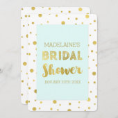 Invitations de douche nuptiale Sky Blue Gold Confe (Devant / Derrière)