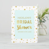 Invitations de douche nuptiale Sky Blue Gold Confe (Debout devant)