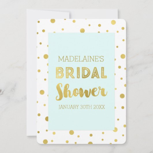 Invitations de douche nuptiale Sky Blue Gold Confe (Devant)
