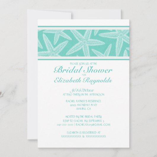 Invitations de douche nuptiale Starfish (Devant)