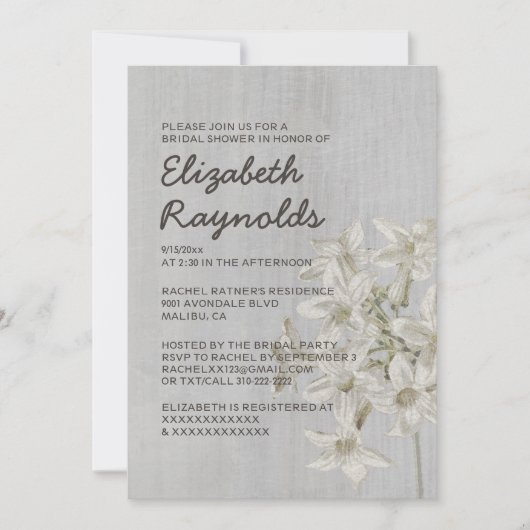 Invitations de douche nuptiale Stephanotis vintage (Devant)