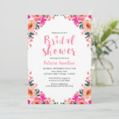 Invitations de douche nuptiale Sublime rose floral (Debout devant)