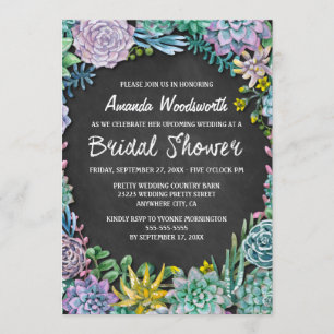 Invitations de douche nuptiale Succulente et Chalk