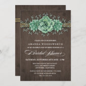 Invitations de douche nuptiale succulente pour béb (Devant / Derrière)