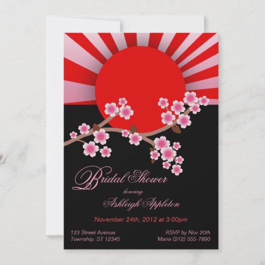 Invitations de douche nuptiale Sun Sakura (Devant)