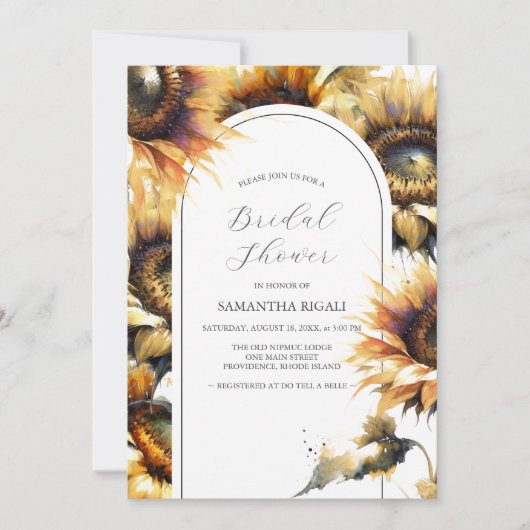 Invitations de douche nuptiale tournesol (Devant)