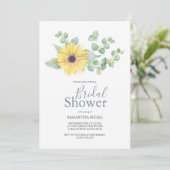 Invitations de douche nuptiale tournesol Eucalyptu (Debout devant)