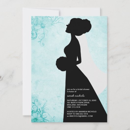 Invitations de douche nuptiale {Turquoise} (Devant)