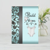 Invitations de douche nuptiale turquoise bleu noir (Debout devant)