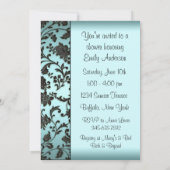Invitations de douche nuptiale turquoise bleu noir (Dos)