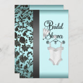 Invitations de douche nuptiale turquoise bleu noir (Devant / Derrière)
