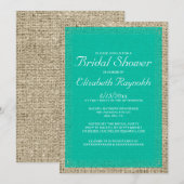 Invitations de douche nuptiale Turquoise Burlap (Devant / Derrière)