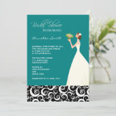 Invitations de douche nuptiale turquoise et noire (Debout devant)