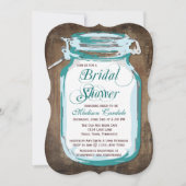 Invitations de douche nuptiale turquoise Mason Jar (Devant)