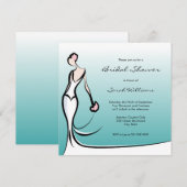 Invitations de douche nuptiale Turquoise Ombre (Devant / Derrière)