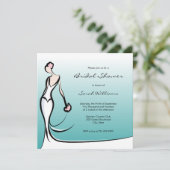 Invitations de douche nuptiale Turquoise Ombre (Debout devant)