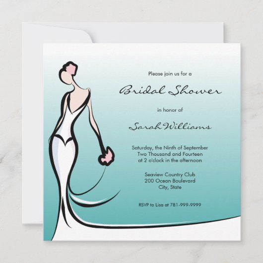 Invitations de douche nuptiale Turquoise Ombre (Devant)