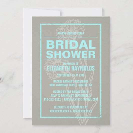 Invitations de douche nuptiale Turquoise rustique (Devant)
