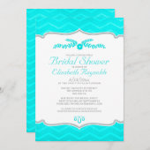 Invitations de douche nuptiale turquoise Zigzag (Devant / Derrière)