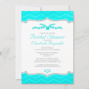 Invitations de douche nuptiale turquoise Zigzag