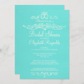 Invitations de douche nuptiale Turquoises de luxe (Devant / Derrière)