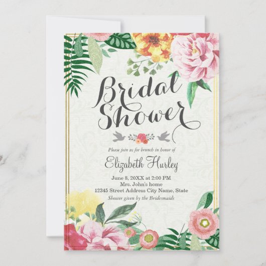 Invitations de douche nuptiale Vintage (Devant)