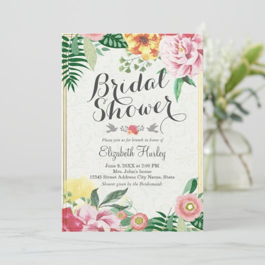 Invitations de douche nuptiale Vintage (Debout devant)