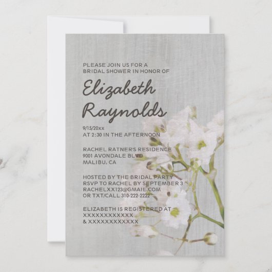 Invitations de douche nuptiale vintage (Devant)