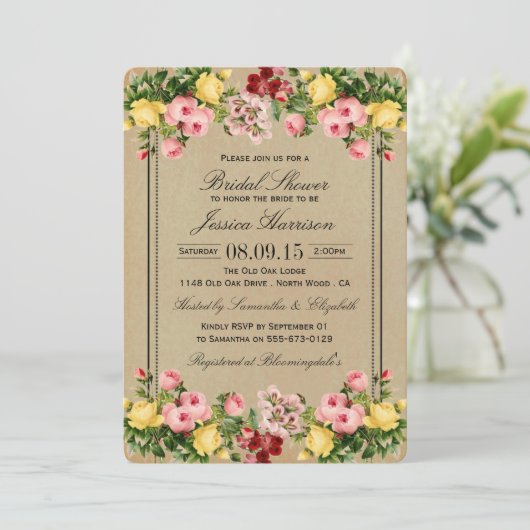 Invitations de douche nuptiale Vintage (Debout devant)