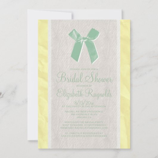 Invitations de douche nuptiale Vintage Bow jaune v (Devant)
