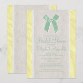 Invitations de douche nuptiale Vintage Bow jaune v (Devant / Derrière)