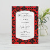 Invitations de douche nuptiale vintage Red Damask (Debout devant)