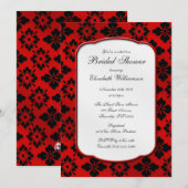 Invitations de douche nuptiale vintage Red Damask (Devant / Derrière)
