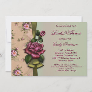 Invitations de douche nuptiale Vintage Red Roses