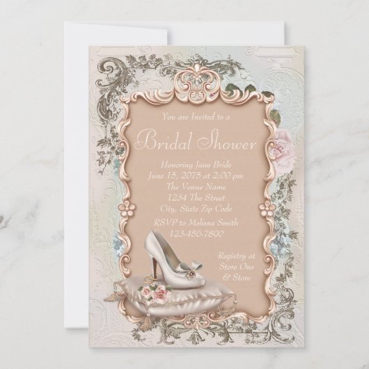Invitations de douche nuptiale vintages (Dos)