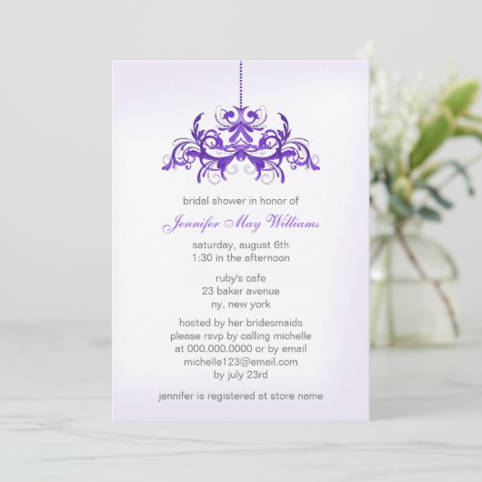 Invitations de douche nuptiale violet (Debout devant)